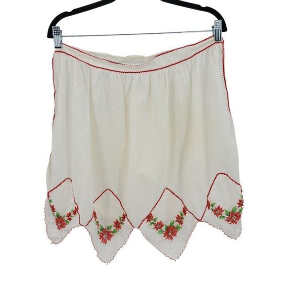 Handmade Vintage Chrysanthemum Handkerchief Rick Rack Holiday Apron Christmas - Picture 7 of 7